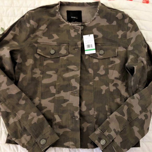 New Skinnygirl Stretch Denim Jacket Camo Large Women's - Picture 4 of 6